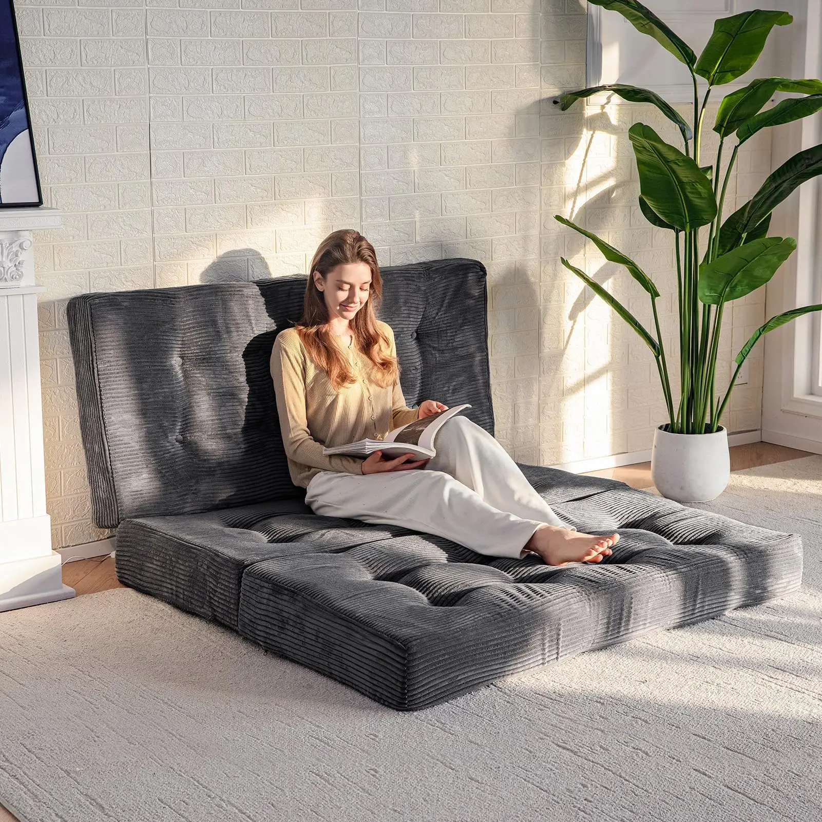 Deals for You Tri-Fold Mattress, 6 Inch Tufted Folding Mattress Full Foam Bed, Foldable Floor Mattress Guest Bed Mattress Topper Portable Camping Sleeping Couch
