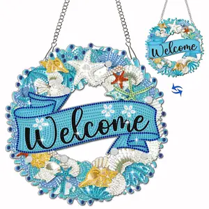 Diamond Art Kits for Adults Welcome Door Sign Diamond Painting Kits for Beginners Special-shaped Diamond Art for Window Hanging Gem Art Kits Handcrafts for Adults Welcome Diamond Dot Kits for Door Hanging