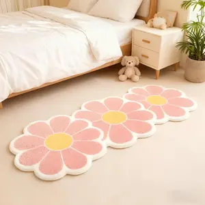Modern Simple Daisy Rug, Long Striped Carpet for Living Room Bedroom, Easy Clean Plush Mat, Creative Art Design Home Decor, Floral Shaped Rug, Flower Pattern Rugs