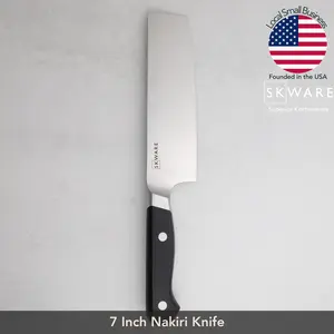 7 Inch Nakiri Knife – Japanese Chef Knife for Men – Razor Sharp German Stainless Steel – Ergonomic Full Tang Handle for Comfort & Balance – For Chopping, Slicing & Dicing Vegetables & Herbs – SKWARE