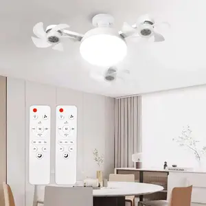Socket Fan Light with Remote, Screw in Ceiling Fan, Light Bulb Fan with Dimmable LED, 3-Speed, Easy Install, for Bedroom, Kitchen, Working Space