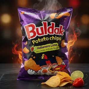 Buldak Habanero Lime Spicy Chicken Artificially Flavored Potato Chips - Samyell Brand Snack, Snacks