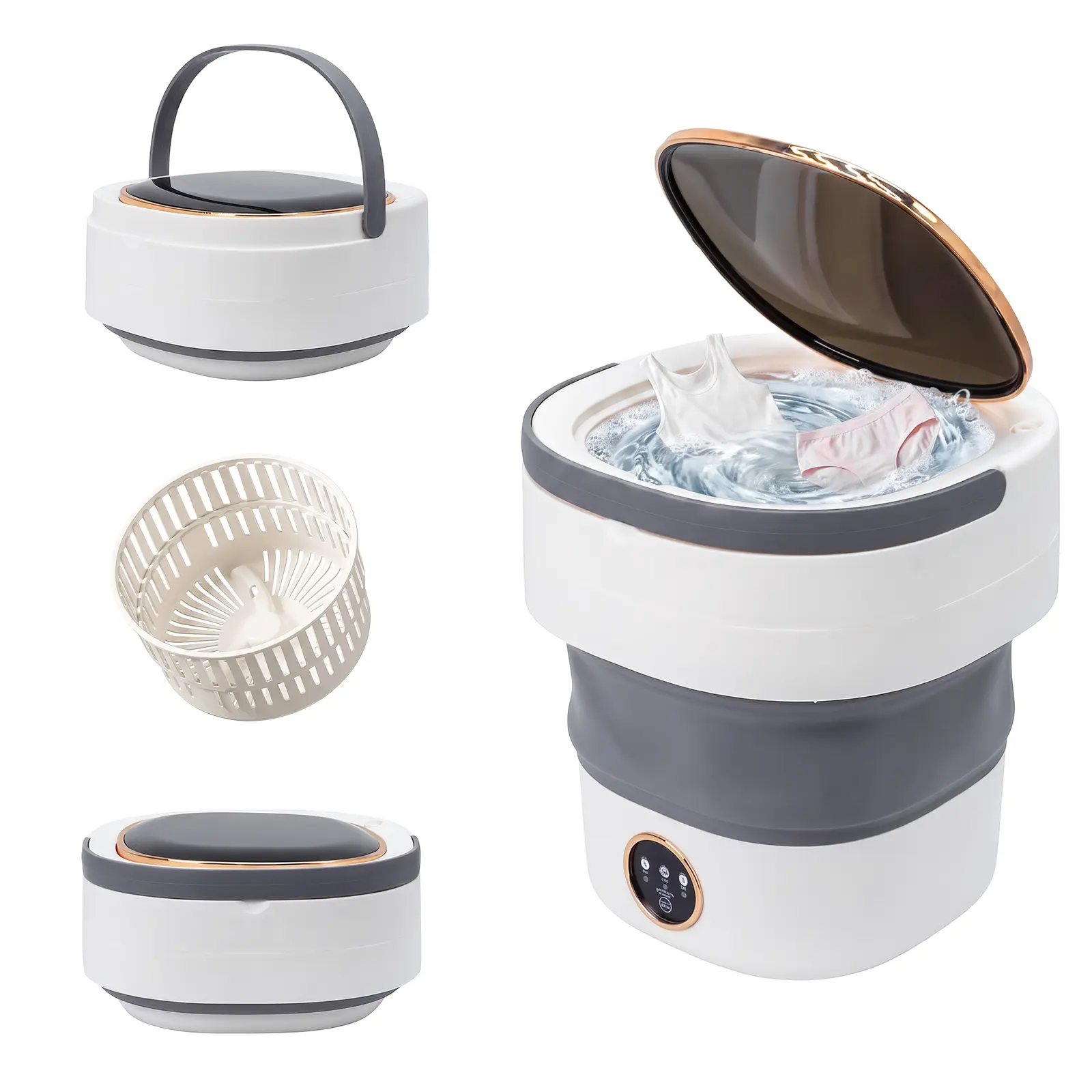 Portable Washing Machine 20L Mini Foldable Washer with Spin Baket, 3 Cleaning Modes Space-Saving Laundry Machine for Travel, Dorms, Camping and Apartments-Ideal for Baby Clothes, Underwear, Socks
