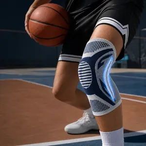 AthliQ Knee Brace for Knee Pain, Compression Support with Air Mesh Fabric Adjustable Wrap Side Stabilizers Ultra Soft Bandage for Volleyball, Basketball, Running, Meniscus Tear, ACL, Arthritis Relief, Strong Support Lightweight Upgraded Version