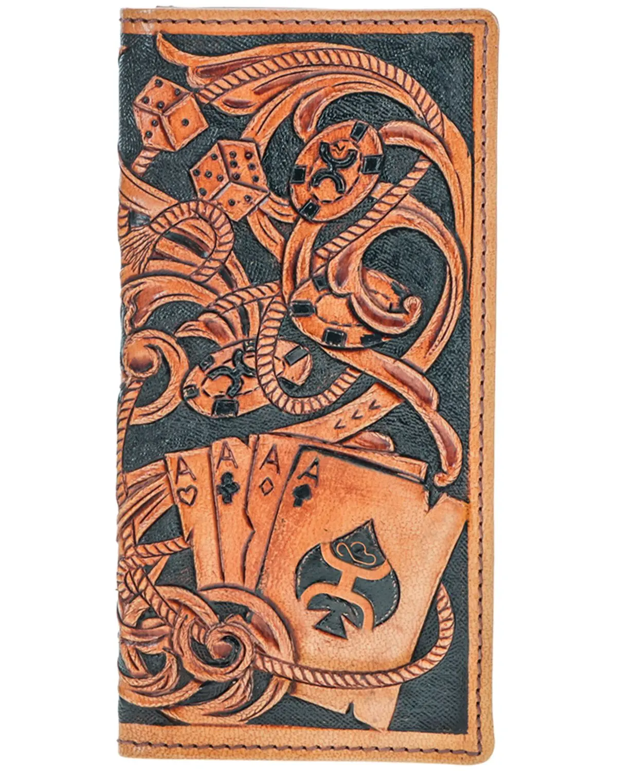 Hooey Men's Men'S Playing Cards Embossed Leather Rodeo Wallet - Hw038-Tnbr