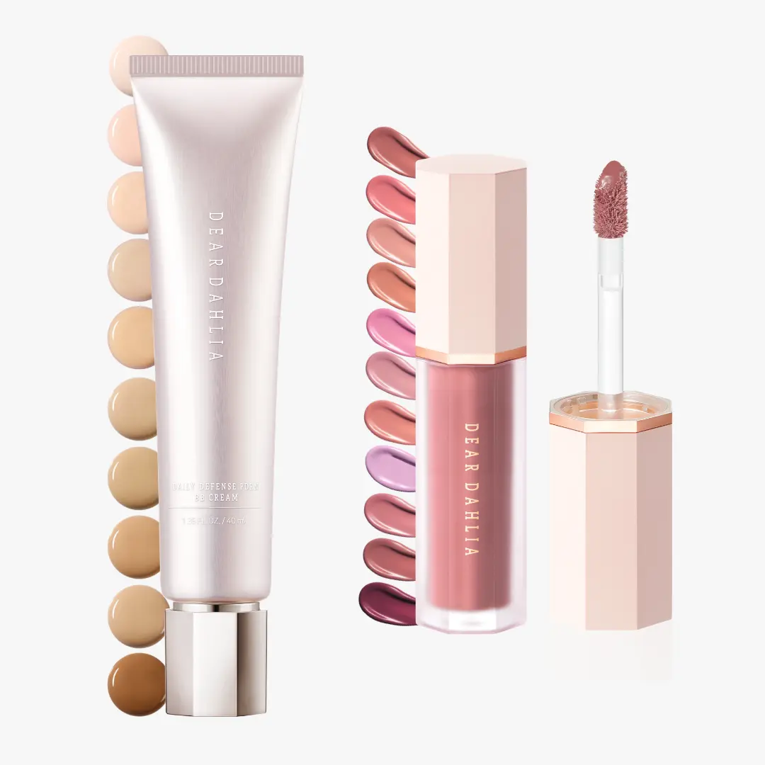 DEAR DAHLIA Daily Defense PDRN Titanium Dioxide BB Cream (40ml) + Petal Drop Liquid Blush (4g) Bundle, No-Makeup Makeup Duo for BB & CC Creams Enthusiasts, Titanium Dioxide Bb & Cc Creams
