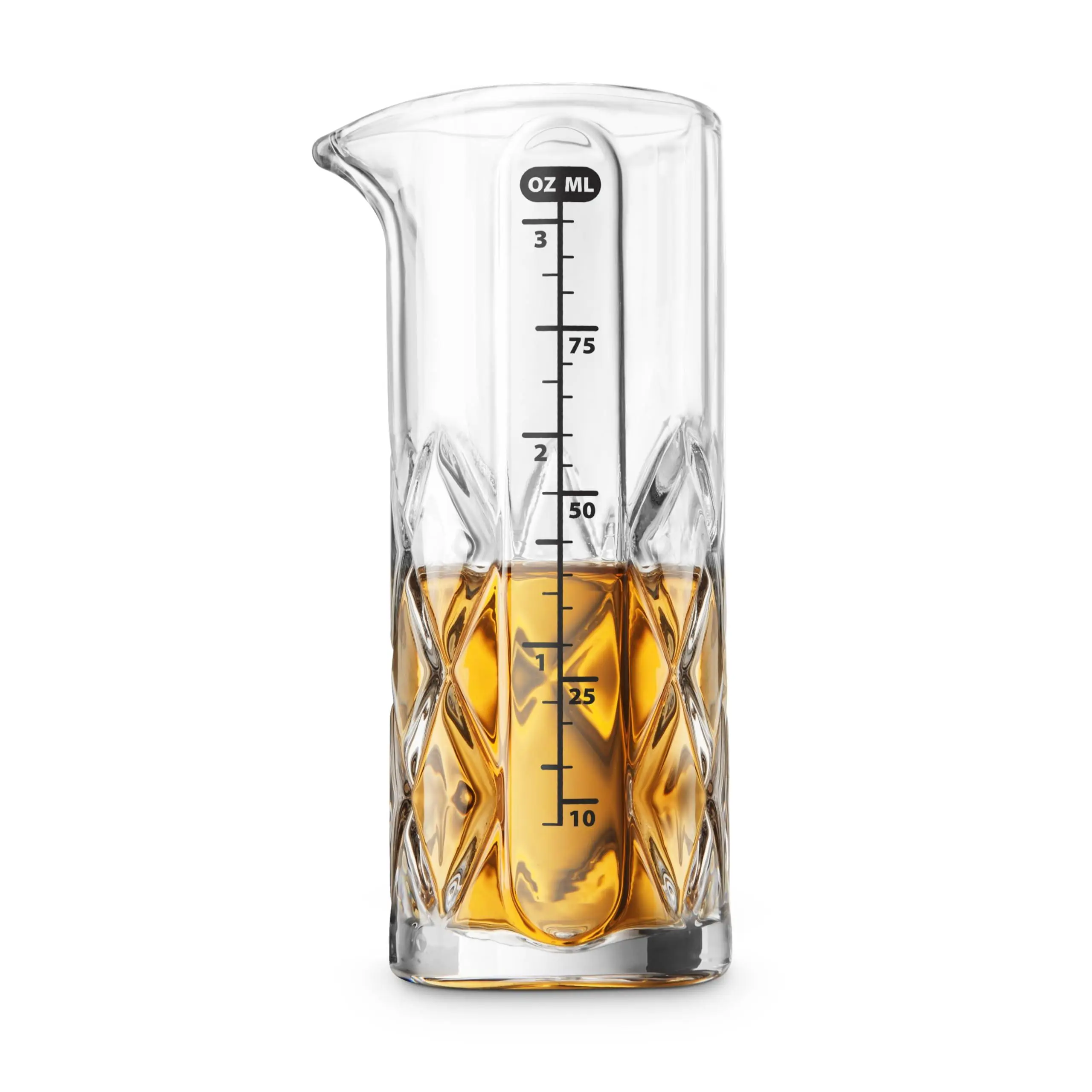 Yarai Jigger - Precision Cocktail Mixing Tool With Spout For Drip-free Pouring Heavy-duty Glass Construction Classic Design 3.4oz / 100ml Capacity (fta7035)