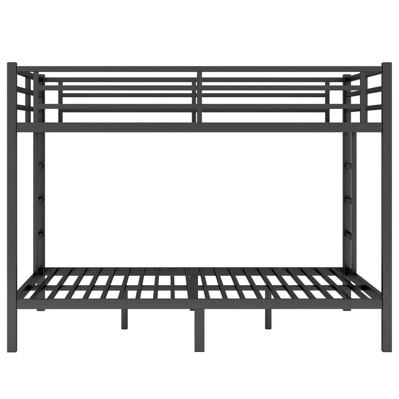 Metal Queen over Queen Bunk Bed for Teens and Adults Solid Construction Electrostatic Powder Coating Under Bed Storage 2 Side Ladders Safety Design 40 Metal Slats Space-Saving Noise Reduced