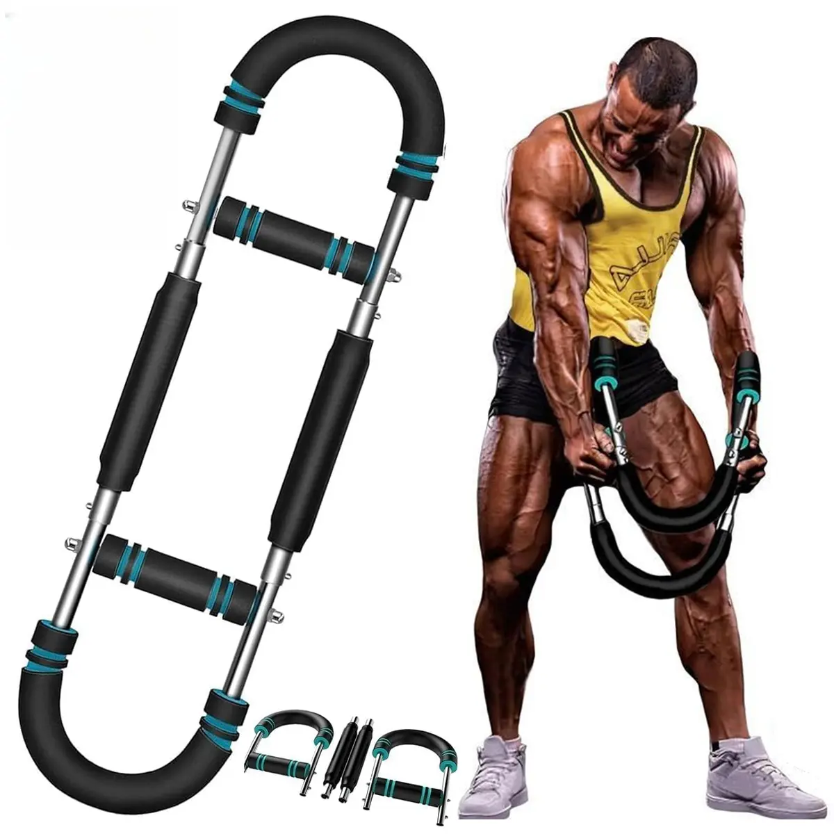 Adjustable Power Twister Bar 60-110LBS, Chest & Arm Trainer for Men, Home Gym Shoulder Workout, Portable Resistance Fitness Equipment