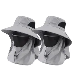 Spring/Summer Solid Color Fisherman's Hat - Detachable Outdoor Fishing Face & Neck Cover, Casual Outdoor Sunscreen Solar Shading Hat, Casual Outdoor Hat
