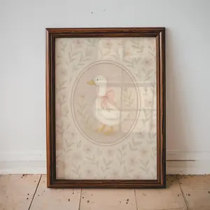 Vintage Duck Nursery Girls Room Wall Art Muted Pink Duck Print Toddler Room Decor Baby Animal Pastel Nursery Wall Decor