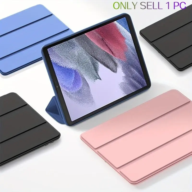 Solid Color Tri-fold Stand Tablet Case (1 Count), Shockproof & Scratch-resistant Protective Case, Tablet Protector, Tablet Protective Cover, Tablet Covers for Samsung Galaxy Tab A7 A8 A9, Tablet casing, Tablet Accessories