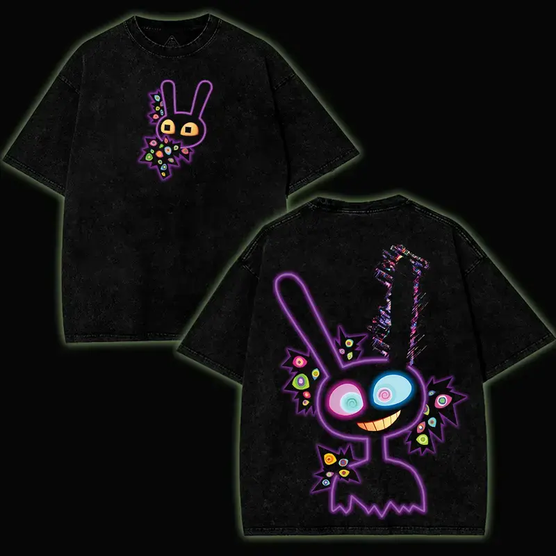 Jax v3 The Amazing Digital Circus Menswear Gift for anime fans Top Apparel Classic Seamless Simple designer shirts Men's Regular Fit Floral Print Tee Cotton Fabric Black Casual