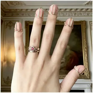 Portable & Detachable Nail Rings — Stylish Wearable Nail Base & Metal Finger Ring Set (10 Pieces, Standard Plating)