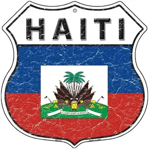 Haiti Flag Highway Shield Metal Sign