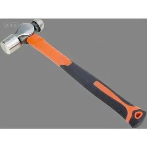 Forged Steel Ball Peen Hammer 16 oz - Ergonomic Rubber Grip & Shock Absorbing Fiberglass Handle - Metalworking, Blacksmithing, Rounding Tool - Durable Fine Grain Head - Professional Mechanics Hammer repair  tools rubber mallet