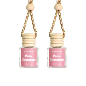 2 Pack Car Air Freshener Hanging for Essential Oils, Teakwood Scented Diffuser with Adjustable Intensity, Natural Wood Aromatherapy Kit, Universal Fit