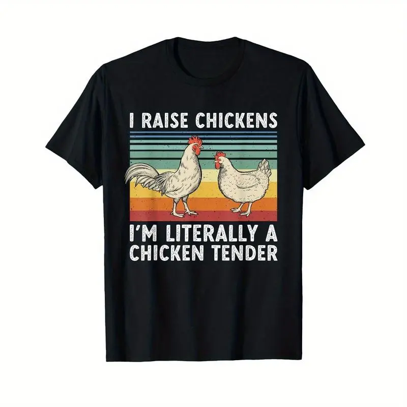 Men's Cotton Short-Sleeve Round Neck T-Shirt, Menswear Funny Chicken Tender Poultry Farmer Graphic Top, All Seasons Streetwear Coryxkenshin Merch Blackwater Shirt