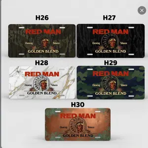 [SALE 50%] Authentic Old School Red Man Tobacc0 License Plate - Perfect Man Cave, Truck & Garage Decor