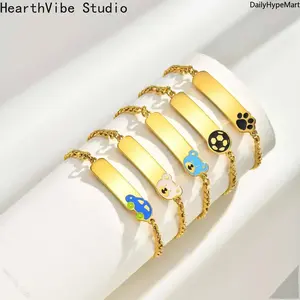 Cute Kids Gold Stainless Steel Bracelet, Unisex Children's Wrist Jewelry