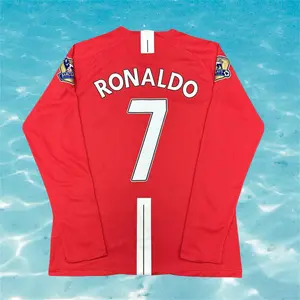 07 08 Home Retro No.7 Ronaldo Long Sleeve Soccer Jersey