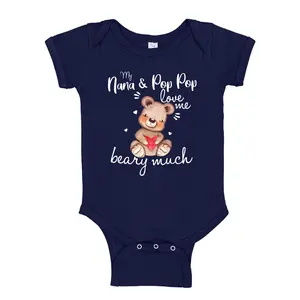 My Nana and Pop Pop Love Me Beary Much Baby Bodysuit - Cute Bear T-Shirt for Newborns, One Piece or Toddler, Machine Washable, Unisex