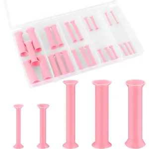 25 Pcs Resin Hole Makers with 5 Sizes (2/3/4/6/8mm), Double-Side Suction Pre-Drilling Tool for Resin No Drill Hole Mold for Making Jewelry Keychain Earring Ornaments (Pink)