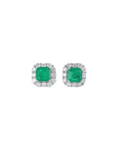 THE HALO SQUARE EMERALD CUT STUD EARRINGS