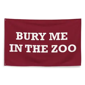 Bury Me Zoo Montana Flag - Decorative Banners Featuring White Text on Red Background