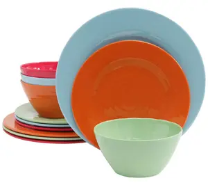 Gibson Brist 12 Piece Melamine Dinnerware Set