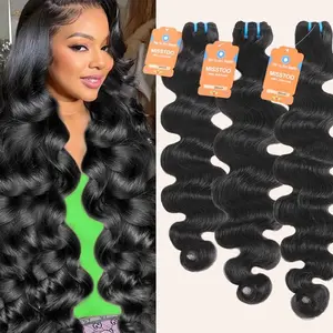 MISSTOO Body Wave Bundles 100% Unprocessed Brazilian Virgin Human Hair Sew in / Quick Weave Raw Hair Bundles Natural Color 10''-28''