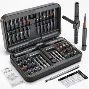 68 in 1 Ratcheting  Set, 58- T-Handle with  Pickup & Pad, 42 S2 Steel Bits,  Case, Repair Kit for Electronics, Laptop, PC,  Console, Furniture,