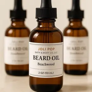 Joli Pop Bath & Body Co. LLC Beachwood Beard Oil - 2 oz Smooth Woodsy Blend for Softened Beard & Hydrated Skin - Lightweight Non-Greasy Formula - Daily Grooming Essential