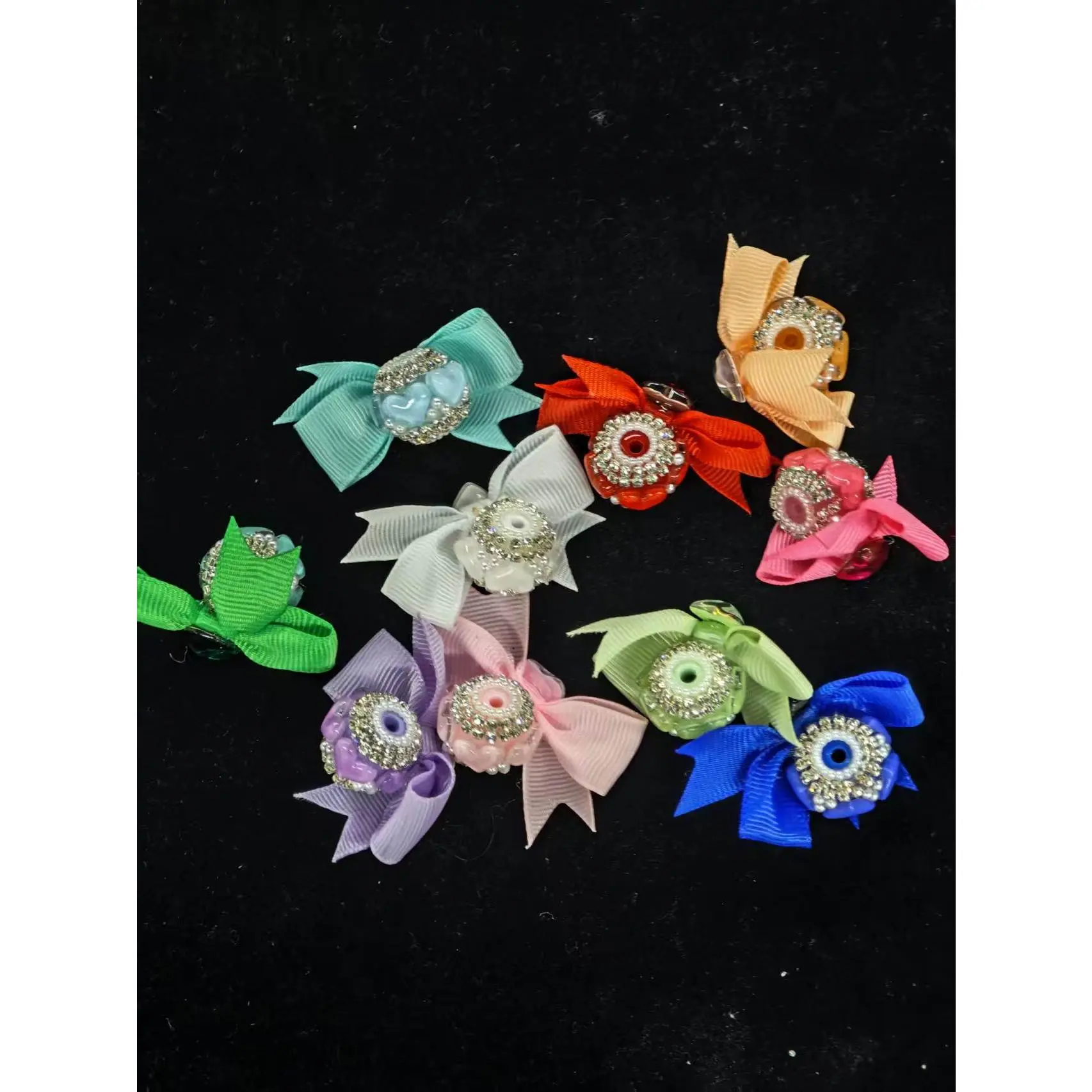 491 10PCS Rhinestone Bow Spacer Beads | Cute Ribbon Crystal Beads for DIY Pens & Jewelry