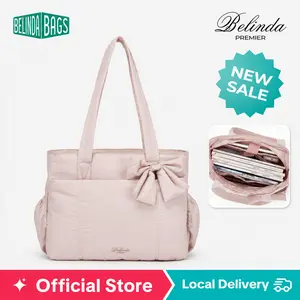 【Limited-Time Sale】BELINDABAGS Pink Bow Tote Bag for Women- Lightweight Casual Commuter Bag with Cute Bow & Multiple Compartments for Travel, Work, Beach, Gym Work Fan Gear Tote #WorldCupEssential #MatchDayOutfit