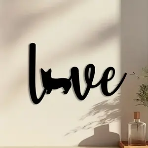 1pc Corgi Dog Metal Wall Art, Artistic Mural, Perfect for Bedroom Wall, Valentine's Day Decor, Ideal Gift for Dog Lovers, Rust-Resistant Metal