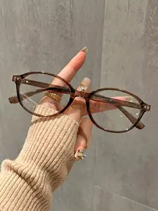 Fashionable Simple Oval Glasses, Tr90 Lightweight Anti-Blue Light Small Frame Unisex, Gentle Daily Casual Trendy Pair