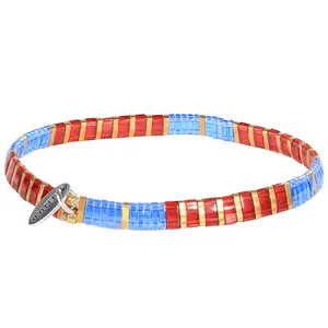 KELITCH Bracelets Miyuki Tila Beads Antique Color Elastic Single Strand Bangle