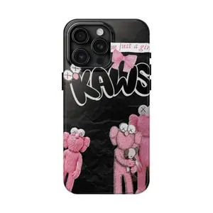 Kaws Graffiti Style Pink Bow Shockproof Case for iPhone 16 Plus Cover Protection Protective