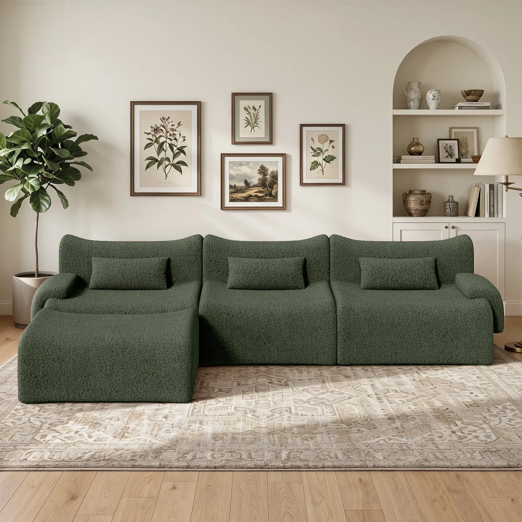 126" Cloud Couch Sectional, L Shaped Boneless Couches for Living Room - Oversized Modular Sofa with Deep Seats, Modern Couches with Movable Ottoman