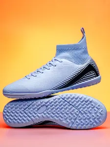 Unisex Short Stud Soccer Shoes Football Shoes for Turf, Breathable High-Top Athletic Cleats for Outdoor Indoor Youth Training, Slip-Resistant Rubber Sole