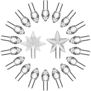 Clear White Replacement Lights Bulbs for Ceramic Christmas Tree, Mini Flame Light Ornaments for Ceramic Tree, Small Twist Pegs Accessories for Crafts, 2 Stars Treetopper＆177 Bulbs Set
