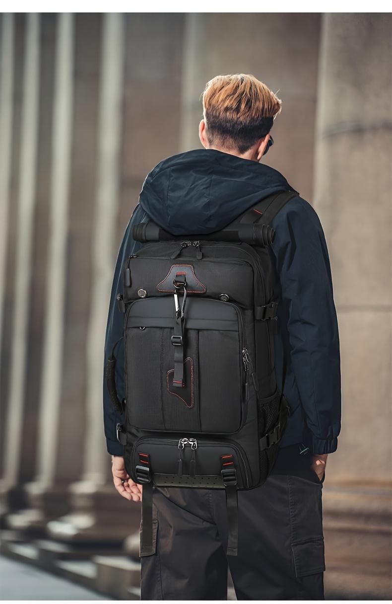 Travel Backpack, Portable Backpack, Large Capacity Duffel Bag Men's Outdoor Expandable Convertible Boarding Duffel Backpack, Black 80L Hiking Bag, Fit 17 Inch Laptop, Suitable for Outdoor Travel Work Business