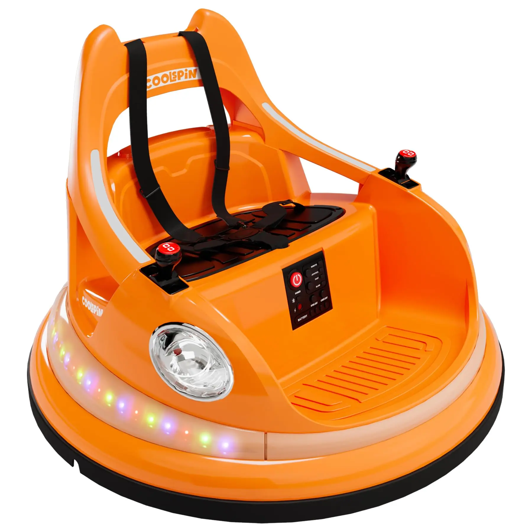 GARVEE 12V Rechargeable Ride On Car for Toddlers 3+ Years - Unisex Rotating Ride On, Remote Control, Joystick, LED Lights, 360-Degree Spin, ASTM Certified, PVC Body, Compact Indoor-Outdoor Wheels, Music Player, Holiday Toy (Orange, Purple, Blue, Red)