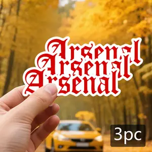 3PCS/SET Stylish Fan Sticker, Sticker For Cars, For Car Rearview Mirrors, Arsenal Fan Stationery, Red & White Gothic Font "Arsenal" Decor, Car Merch