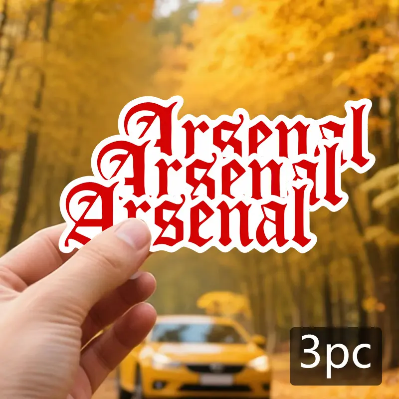 3PCS/SET Stylish Fan Sticker, Car Stickers, Decal For Cars, Automotive Decals, Sticker For Cars, For Car Rearview Mirrors, Arsenal Fan Stationery, Red & White Gothic Font "Arsenal" Decor, Car Merch