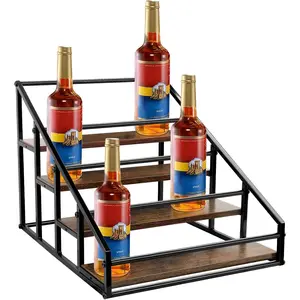 Coffee Syrup Organizer Rack, 4-Tier 16 Syrup Bottles Holder Stand for Freestanding Shelves for Coffee Bar Station,Kitchen, Syrup Wine Dressing Cocktail