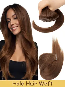 Machine Remy 10PCS Human Hair Twin Tabs Injected PU Skin Weft Extensions With Holes Micro Beads Invisible Texture Daily Use Wear