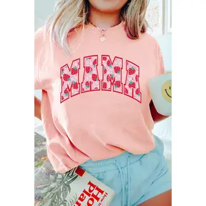Pink Floral Strawberry MAMA Graphic Tee