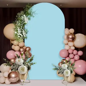 Blue Wedding Arch Backdrop Cover, Dual-Sided Elastic Fabric, Party Banner, Party Decor, Round Top Arch Door Frame, Suitable for Weddings Birthdays Ceremonies Banquets